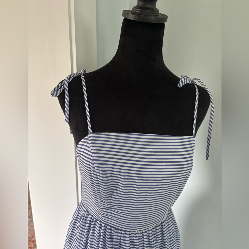 Gianni Bini maxi/midi sundress blue & white stripe sz 0 coastal grand millennial - Picture 4 of 7